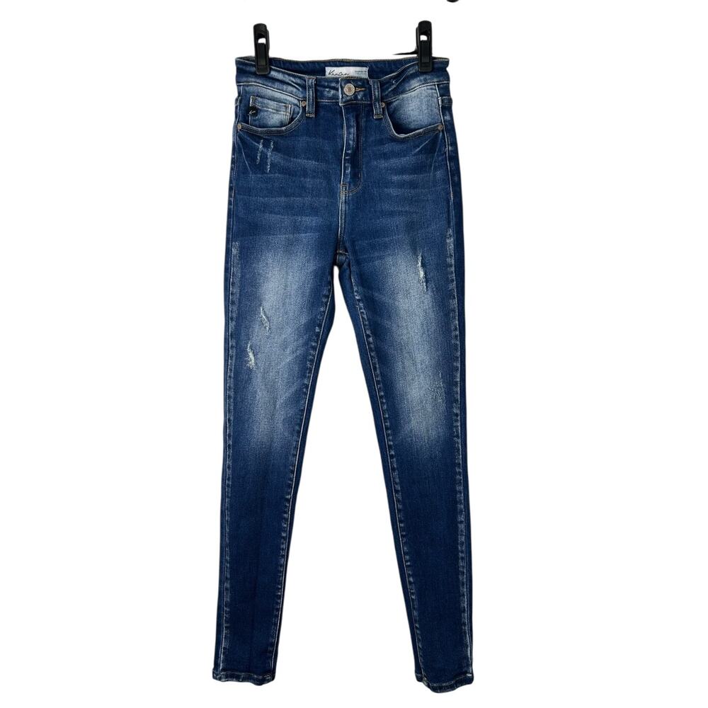 Kancan Maurices‎ Jeans Size 26 High Rise Skinny Dark Wash Blue Denim Distressed